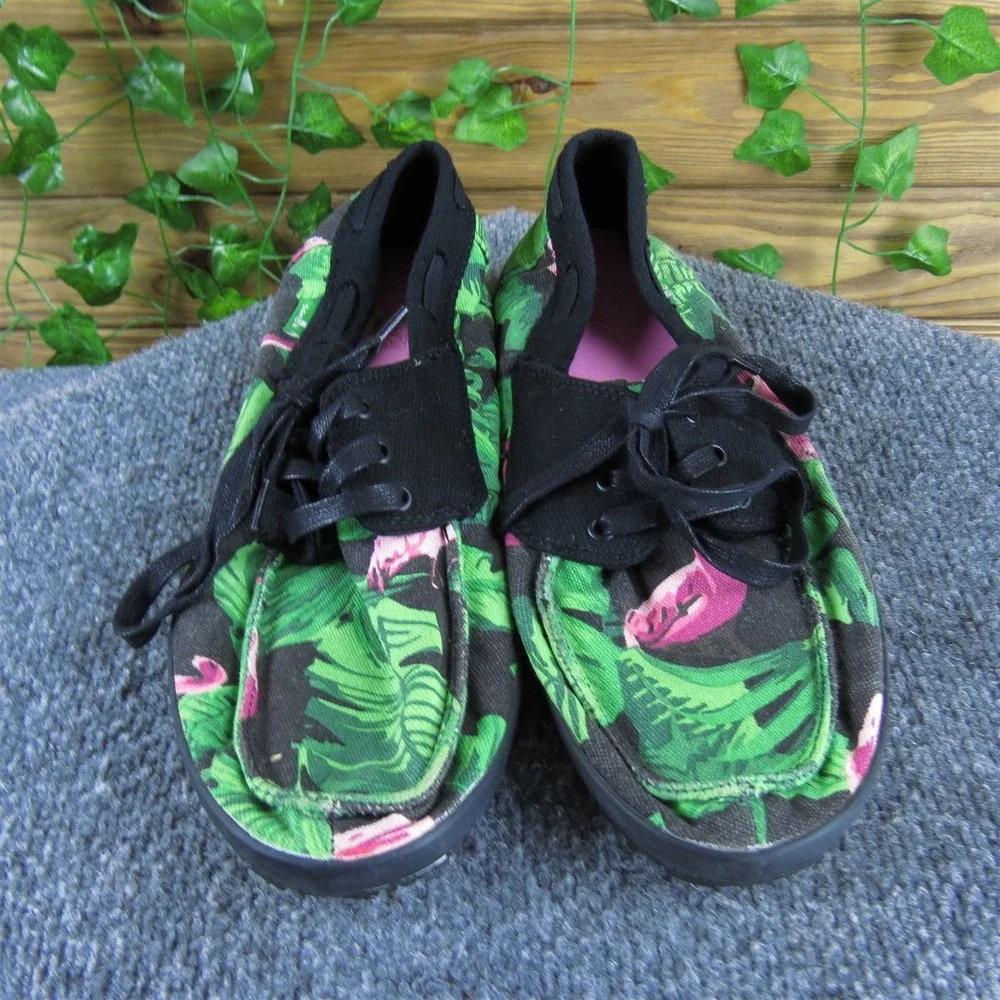 Sanuk Men Flamingo Sneaker‎ Green Fabric Size 10.5 Medium Gently Used 2025
